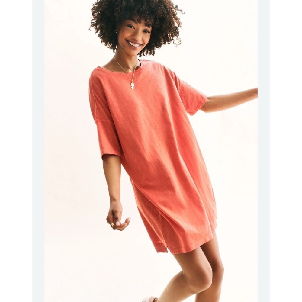 Z Supply Womens Delta Slub Dress Dove Orange Chili Size XS